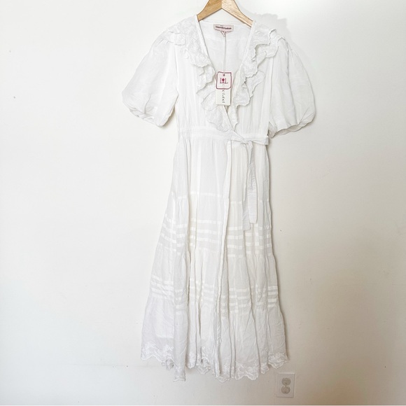Anthropologie Love the Label Short-Sleeve Ruffled Tiered Wrap Maxi Dress - Picture 6 of 10
